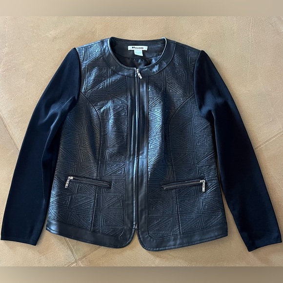 Nygard Collection Geometirc Embroidered Leather Jacket - Picture 1 of 11